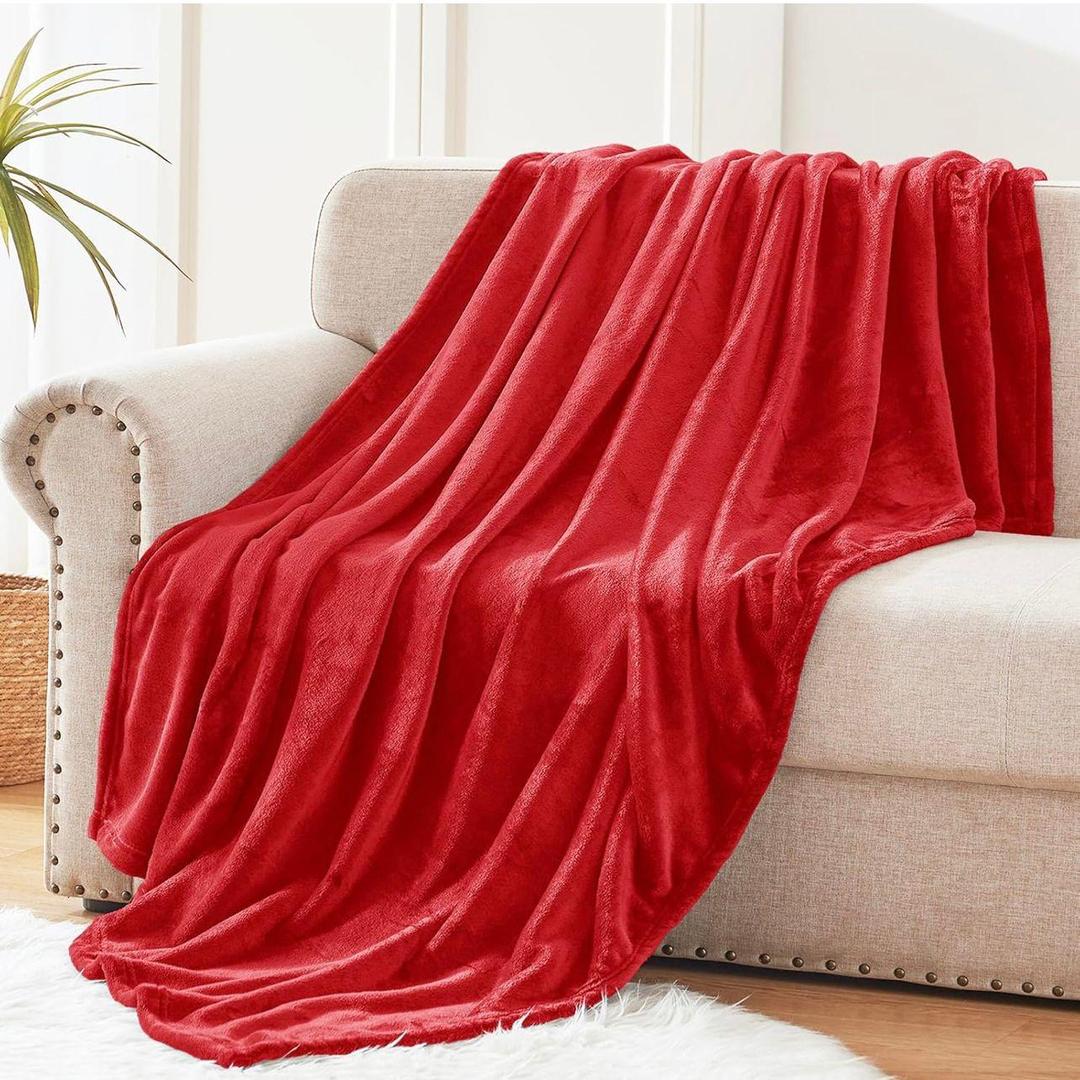 Red Fleece Plain Double Bed Blanket