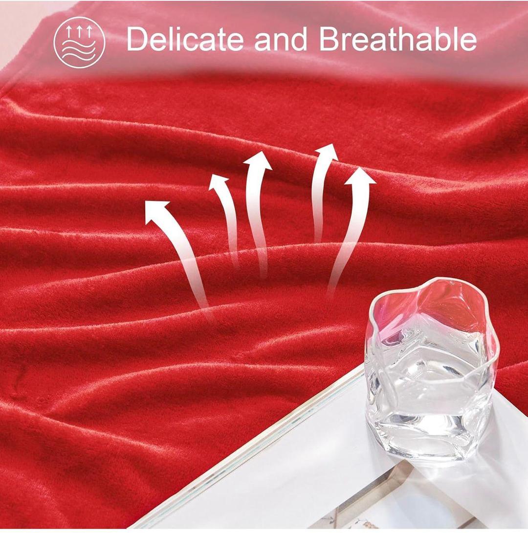 Red Fleece Plain Double Bed Blanket