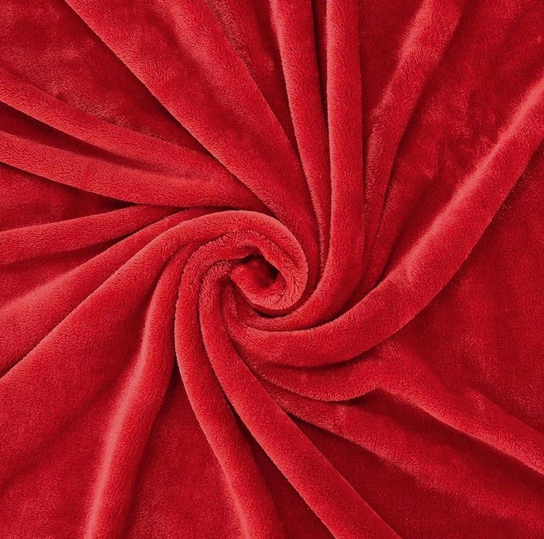 Red Fleece Plain Double Bed Blanket