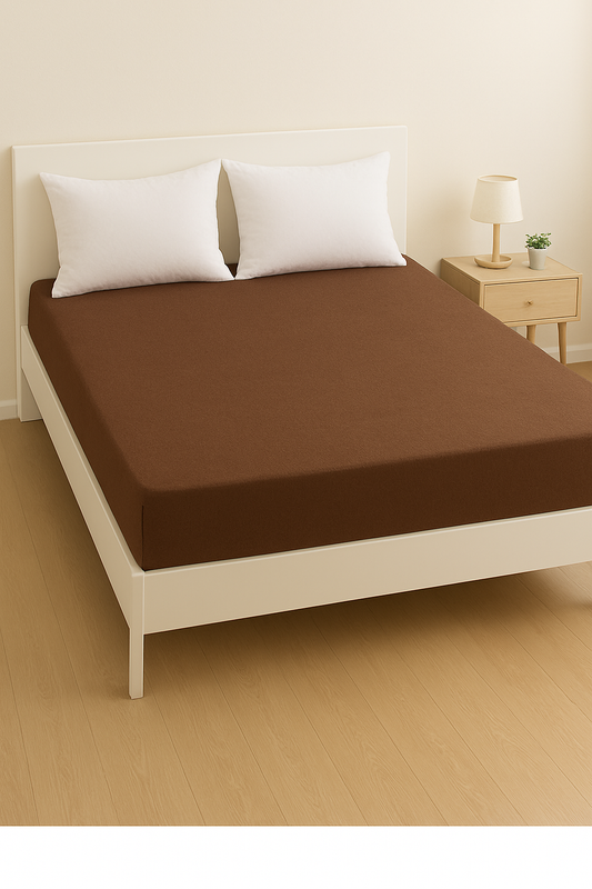 Brown Waterproof Terry Cotton Double Bed Mattress Cover